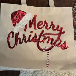 Merry Christmas Sequin Tote Bag